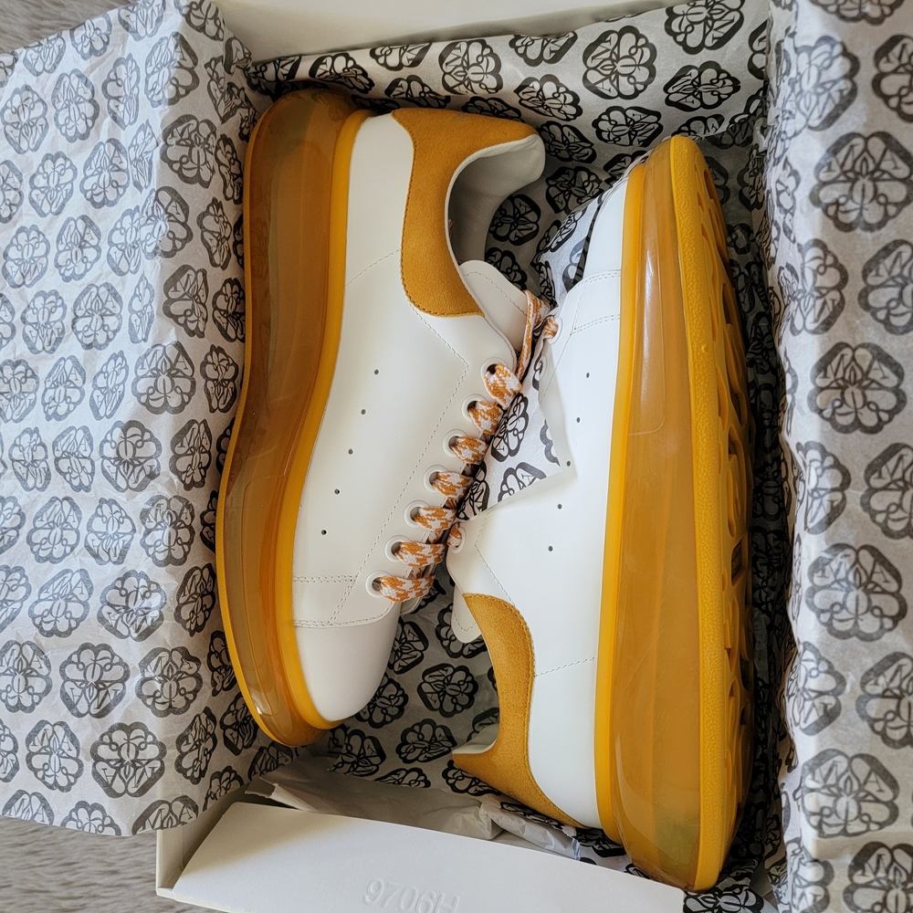 Stylish White and Orange Sneakers